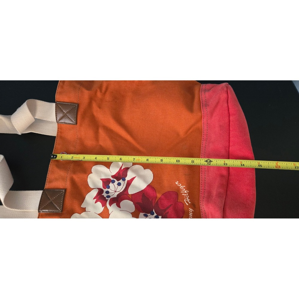 Tommy Hilfiger Orange Floral Canvas Tote Bag Shoulder Strap Large Handbag - Picture 9 of 9
